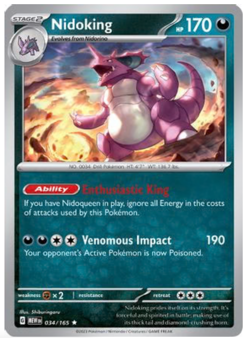 NIDOKING - 034/165 (34) RARE CLASSIC REVERSE HOLOFOIL