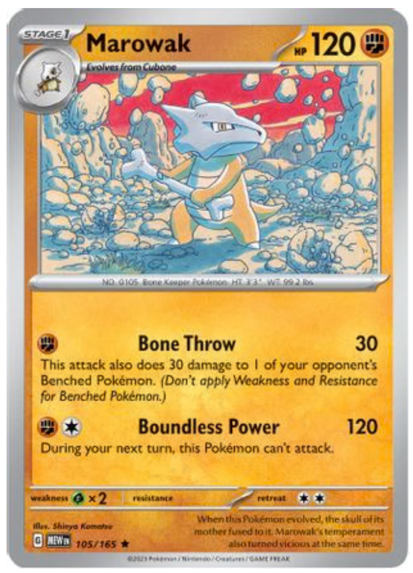 MAROWAK (105) RARE CLASSIC HOLOFOIL