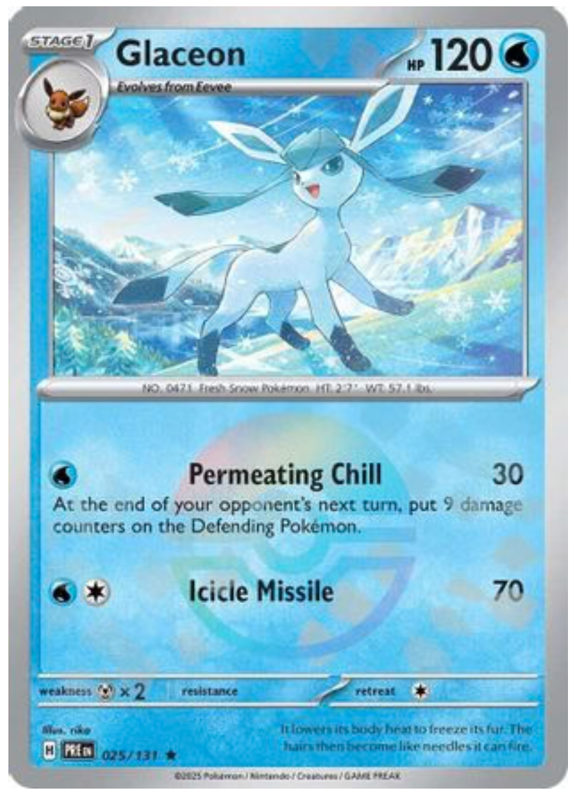 GLACEON (POKE BALL PATTERN) (25) RARE CLASSIC HOLOFOIL