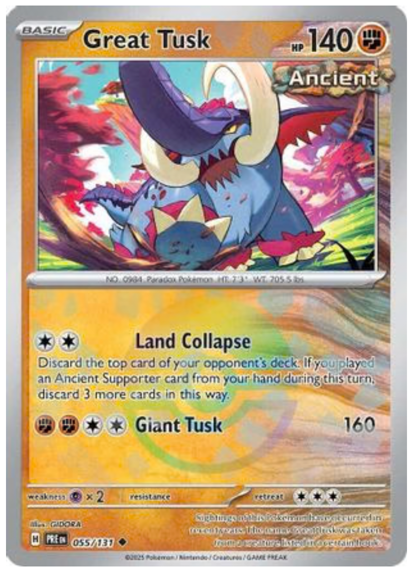 GREAT TUSK (POKE BALL PATTERN) (55) UNCOMMON HOLOFOIL
