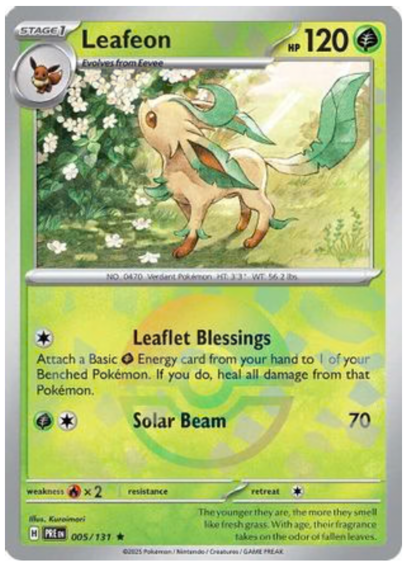 LEAFEON (POKE BALL PATTERN) (5) RARE CLASSIC HOLOFOIL