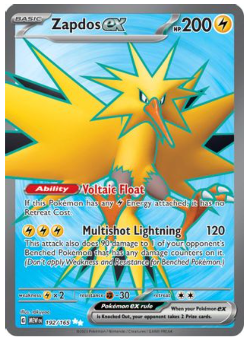 Zapdos ex - 192/165 (192) Ultra Rare Holofoil