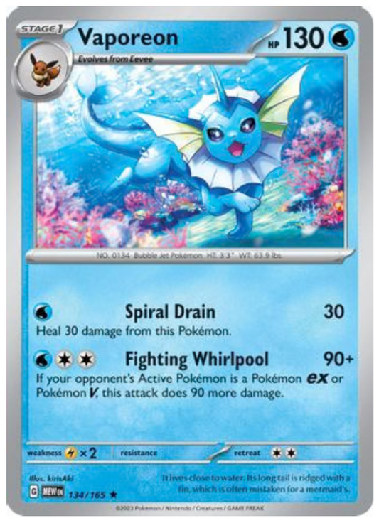 VAPOREON (134) RARE CLASSIC REVERSE HOLOFOIL