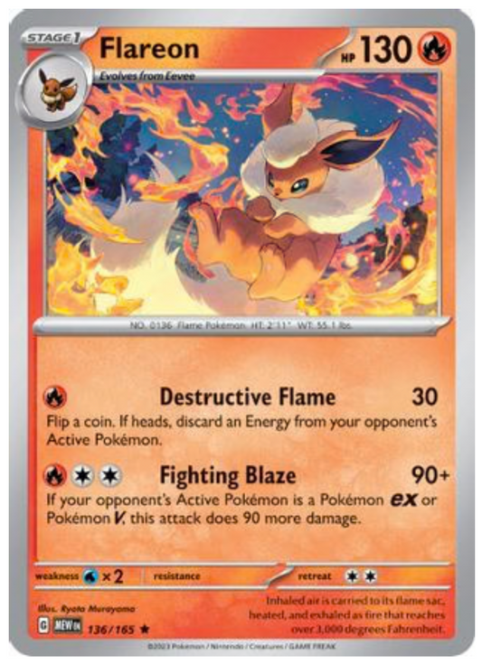 FLAREON (136) RARE CLASSIC REVERSE HOLOFOIL