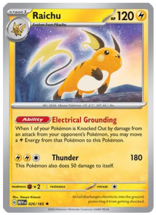 RAICHU (26) RARE CLASSIC REVERSE HOLOFOIL