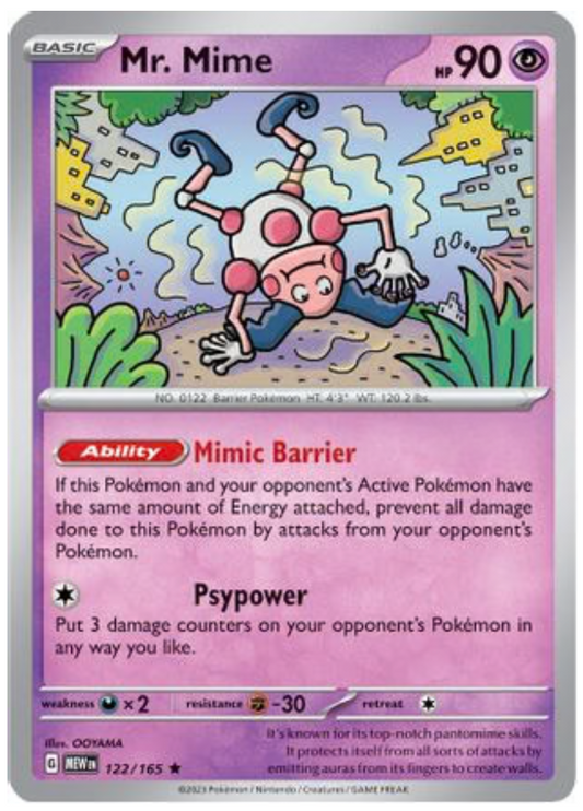 MR. MIME - 122/165 (122) RARE CLASSIC REVERSE HOLOFOIL