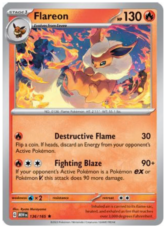 FLAREON (136) RARE CLASSIC HOLOFOIL