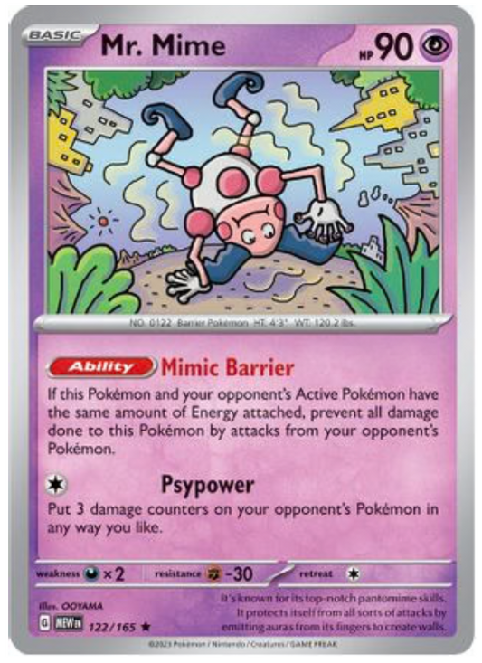MR. MIME - 122/165 (122) RARE CLASSIC HOLOFOIL
