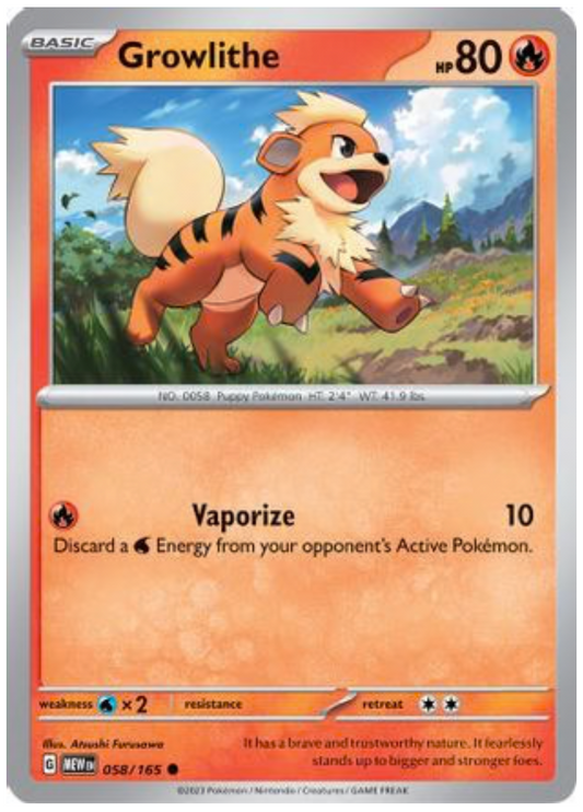 GROWLITHE (58) COMMON REVERSE HOLOFOIL
