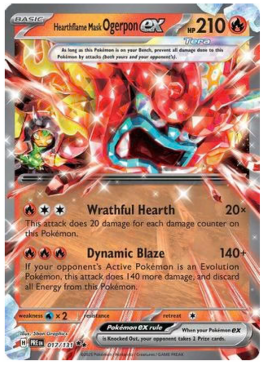 HEARTHFLAME MASK OGERPON EX - 017/131 (17) DOUBLE RARE HOLOFOIL