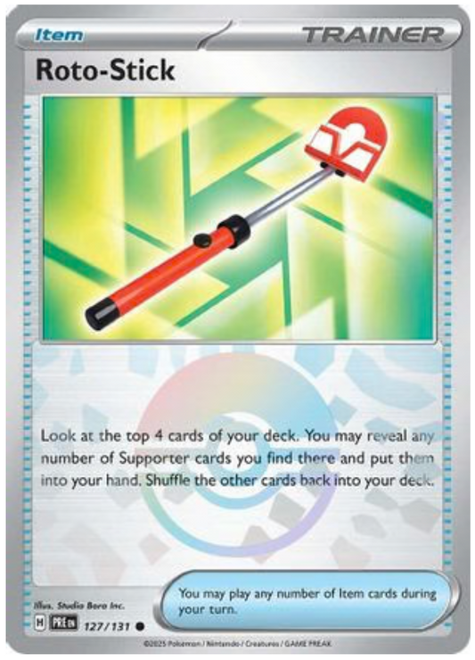 ROTO-STICK (POKE BALL PATTERN) (127) COMMON HOLOFOIL