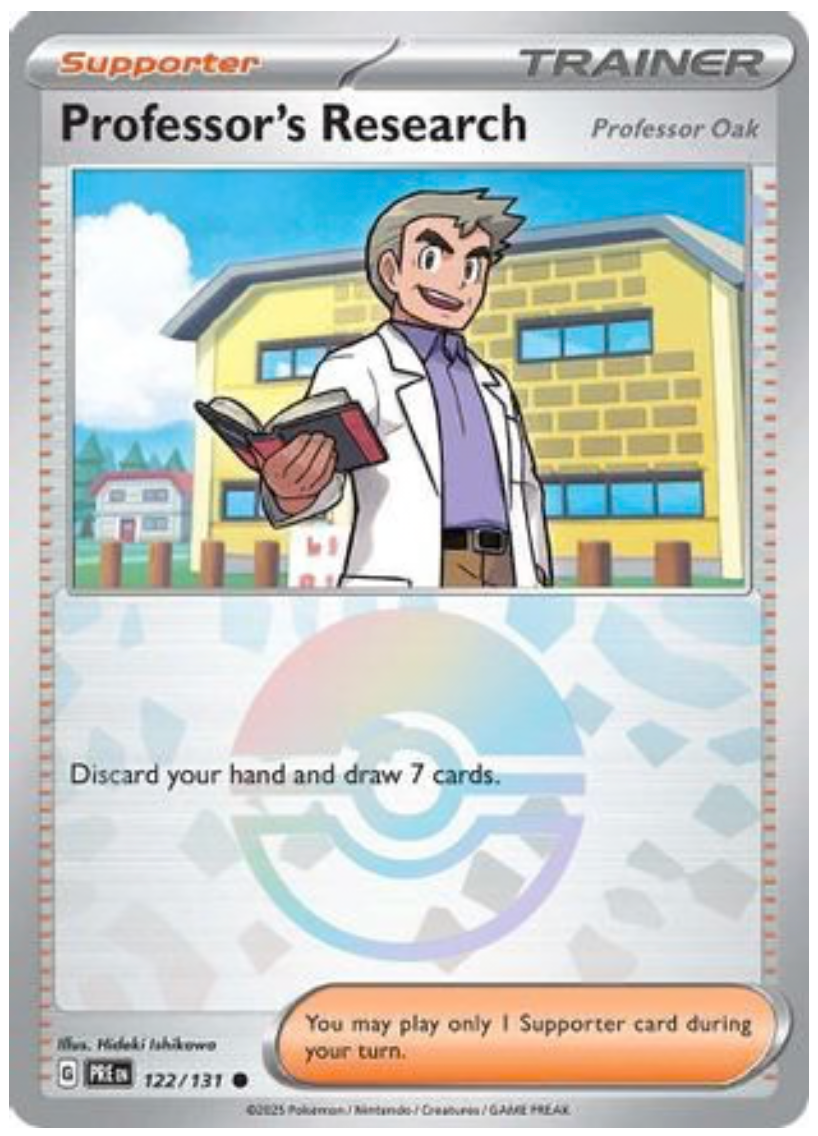 PROFESSOR'S RESEARCH [PROFESSOR OAK] (POKE BALL PATTERN) (122) COMMON HOLOFOIL